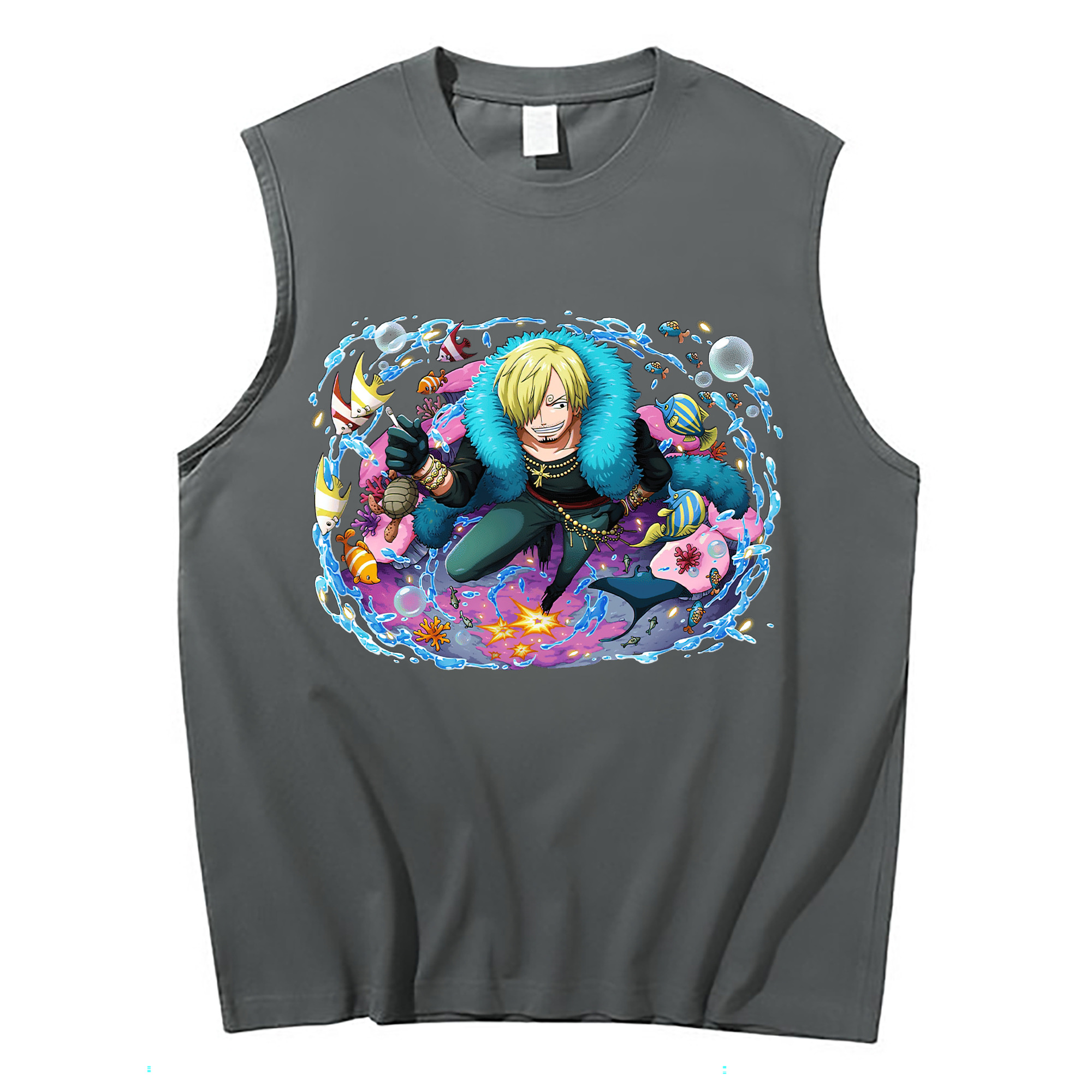 （画像用） ワンピース サンジ ONE PIECE Sanji コットン100％タンクトップ（フロントプリント）